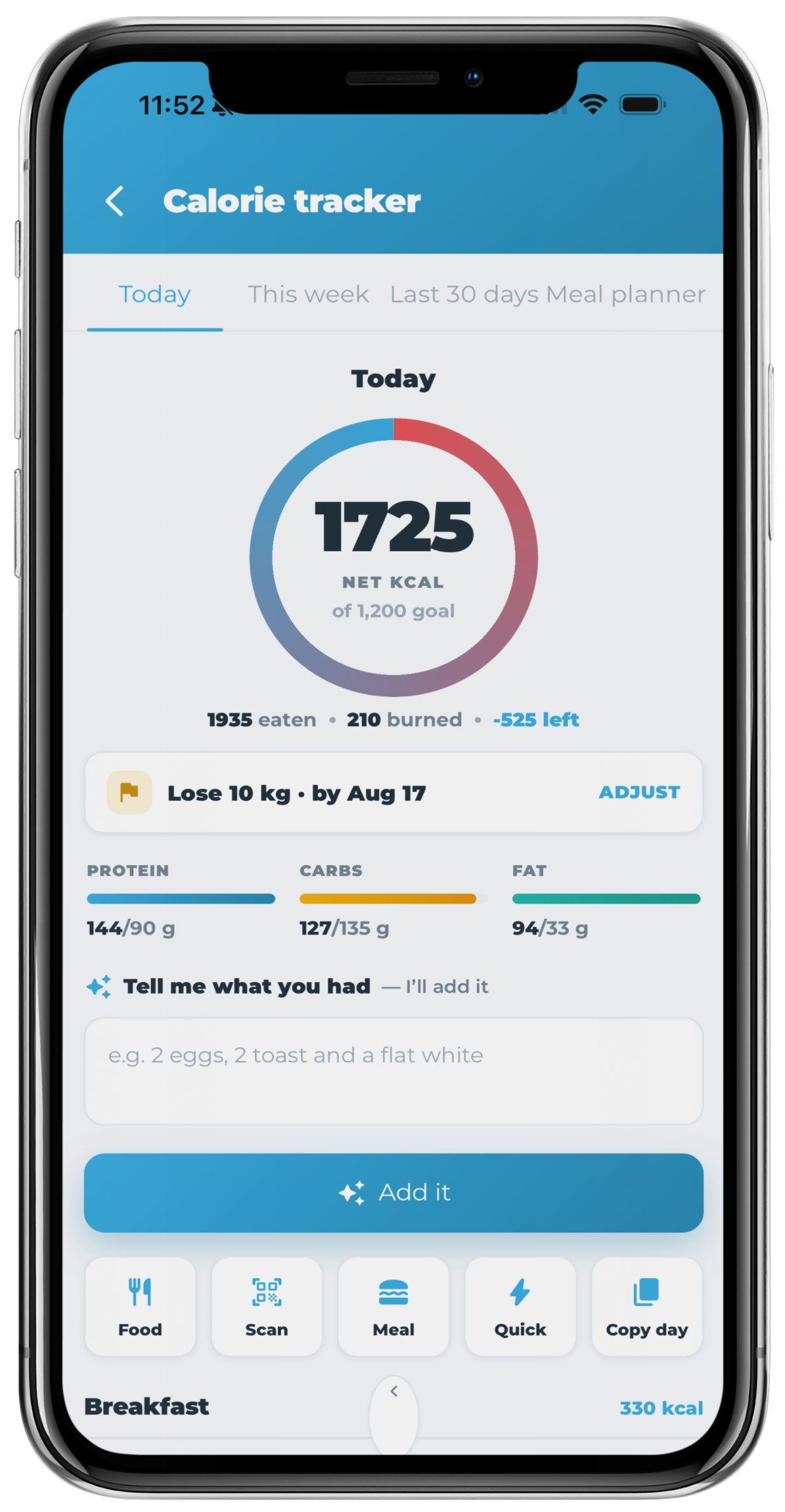 Calorie tracker