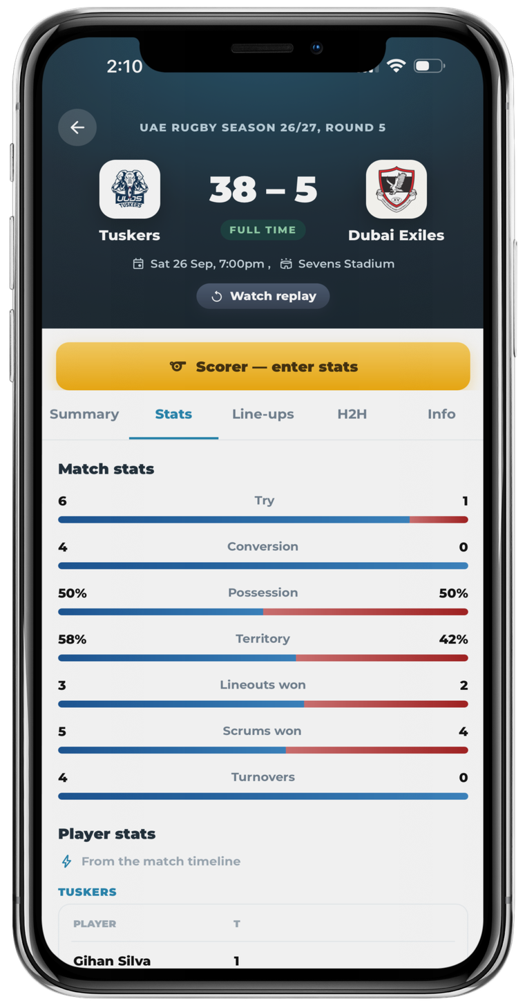 A live match in the FFP app